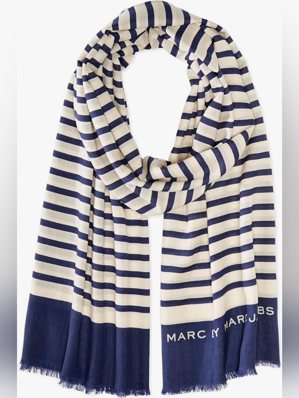 NWT Luxury Marc by Marc Jacobs 100% Mercerized Wool Breton Scarf